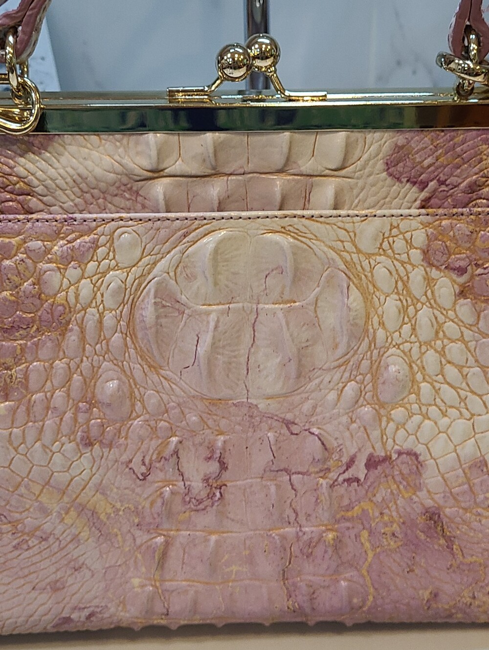 Brahmin Lilac Melbourne Juliette Kisslock Satchel Shoulder Bag RARE Pristine - Picture 5 of 16